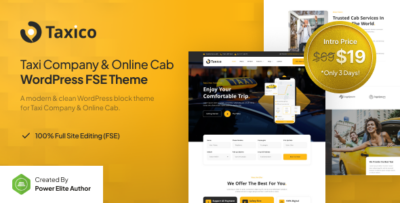 Taxico - Taxi Company & Online Cab Service FSE WordPress Theme