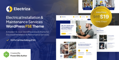 electriza – electrical installation maintenance services fse wordpress theme