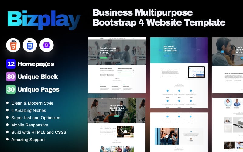 Bizplay-Business-Multipurpose-Bootstrap-website-template.jpg Bizplay Business Multipurpose Bootstrap website template - Image 1