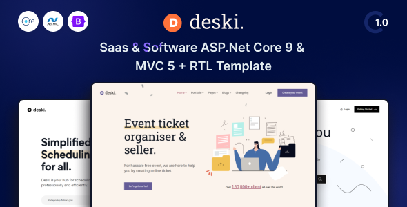 deski-software-saas-startup-asp.net-core-9-mvc-5-template.png Deski - Software, SaaS & Startup ASP.Net Core 9 & MVC 5 Template - Image 1