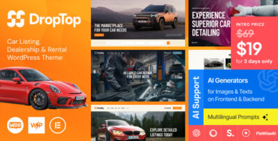 drop top car listing dealership rental wordpress theme