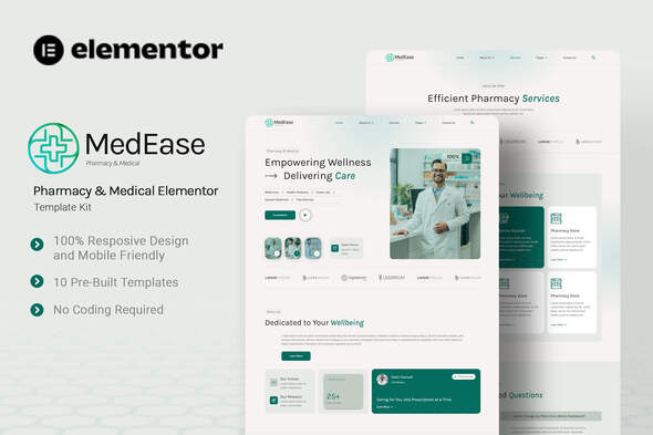 medease-pharmacy-medical-elementor-template-kit.jpg MedEase - Pharmacy &Medical Elementor Template Kit v1.0 - Image 1