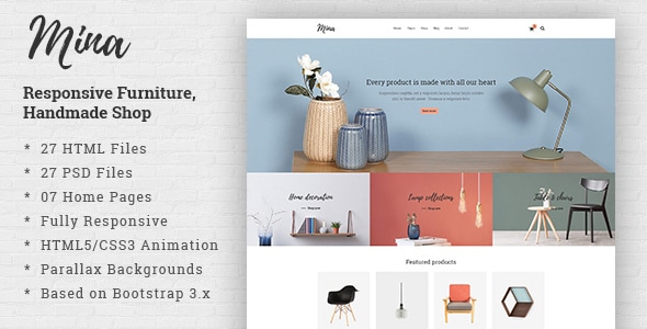 mina-responsive-furniture-handmade-shop-blog-html5-template.jpg Mina - Responsive Furniture, Handmade Shop &Blog HTML5 Template - Image 1