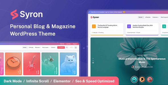 syron-personal-blog-magazine-wordpress-theme.png Syron | Personal Blog & Magazine WordPress Theme - Image 1