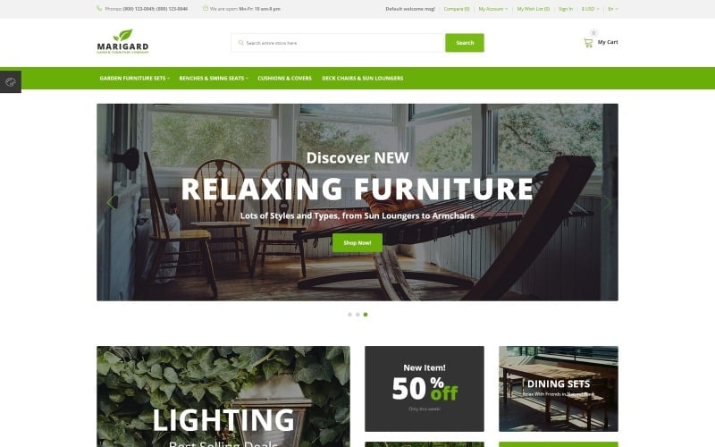 Marigard - Efficient Garden Furniture Online Shop OpenCart Template Marigard - Efficient Garden Furniture Online Shop OpenCart Template