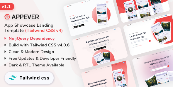 Appever - Tailwind CSS App Landing Template (Tailwind CSS v4) Appever - Tailwind CSS App Landing Template (Tailwind CSS v4)