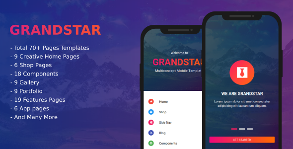 Grandstar - Multiconcept Web App UI Kit Mobile Template Grandstar - Multiconcept Web App UI Kit Mobile Template