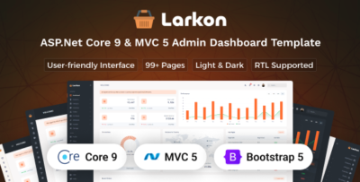 Larkon - ASP.Net Core 9 & MVC 5 Ecommerce Management Admin & Dashboard Template