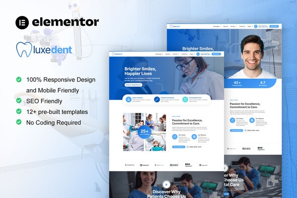 LuxeDent - Dentist & Dental Care Elementor Pro Template Kit LuxeDent - Dentist & Dental Care Elementor Pro Template Kit