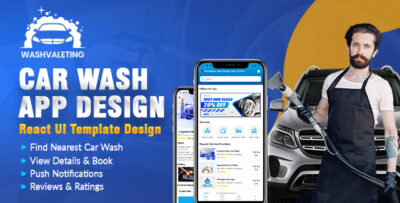 On Demand Car Wash Vehicle Auto Detailing Cleaning Valeting Booking Service Marketplace App UI Theme