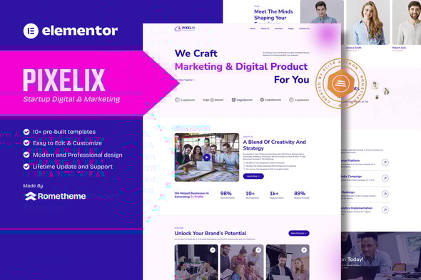 Pixelix - Startup Digital Agency Elementor Template Kit Pixelix - Startup Digital Agency Elementor Template Kit