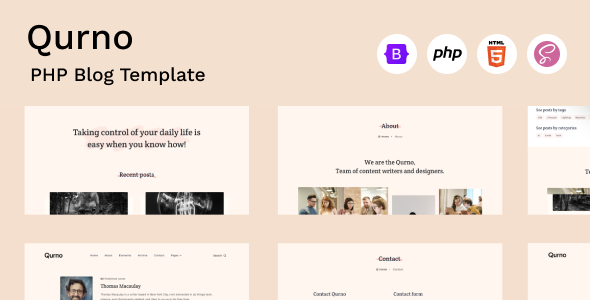 Qurno – Minimal PHP Blog Landing Page Template Qurno – Minimal PHP Blog Landing Page Template
