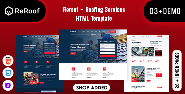 Reroof - Roofing Services HTML Template Reroof - Roofing Services HTML Template