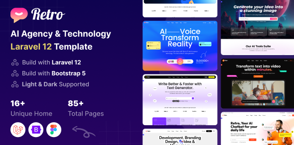 Retro - AI Agency & Technology Laravel 12 Template Retro - AI Agency & Technology Laravel 12 Template