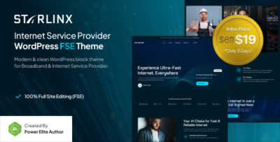 Starlinx - Broadband & Internet Service Provider FSE WordPress Theme