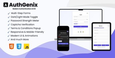 AuthGenix - Modern Multi-Step Authentication & Registration UI Kit