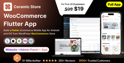 Ceramic Store App - E-commerce Store app in Flutter (Android, iOS) with WooCommerce Full App
