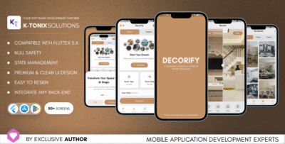 Decorify AI - Interior & Exterior Design Flutter UI Kit | AI Home Decoration App