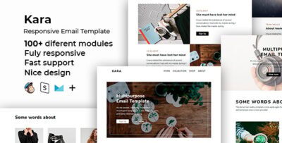 Kara - 100+ Responsive Modules + StampReady, MailChimp & CampaignMonitor compatible files