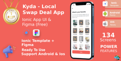 Kyda ANDROID + IOS + FIGMA | UI Kit | Ionic | Life Time Update | Local Swap Deal App