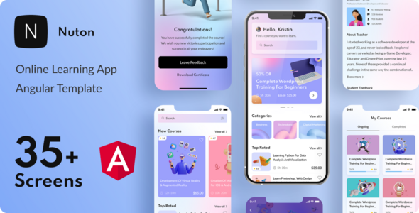 Nuton - Online Learning Platform Angular Mobile App | PWA Nuton - Online Learning Platform Angular Mobile App | PWA