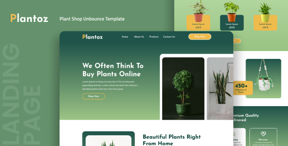 Plantoz - Plant Shop Unbounce Template Plantoz - Plant Shop Unbounce Template