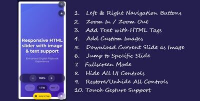 Responsive HTML slider with image & text support, touch gestures, and manual play controls