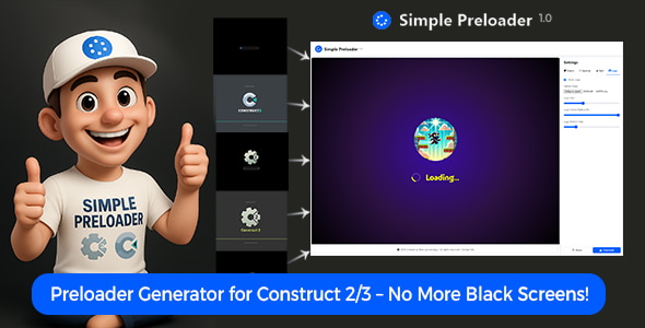 Simple Preloader Generator for Construct 2 / Construct 3 - No More Black Screens! Simple Preloader Generator for Construct 2 / Construct 3 - No More Black Screens!