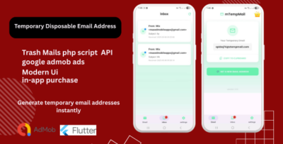 Temporary Disposable Email Address  Flutter app, Trash Mails API