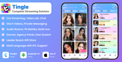 Tingle: Live streaming, PK battle, Audio room, Games, Agency source code, Poppo clone, Android & iOS