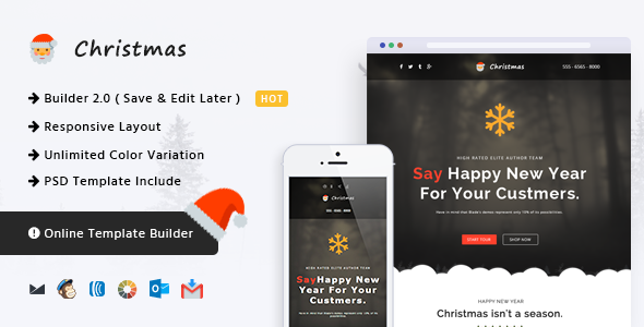 Christmas Responsive Email Template + Online Builder Christmas Responsive Email Template + Online Builder