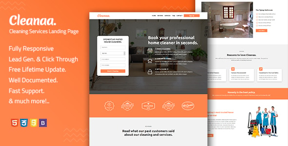 Cleanaa - Cleaning Services Landing Page Template Cleanaa - Cleaning Services Landing Page Template