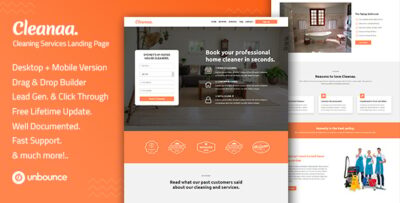 Cleanaa - Cleaning Services Unbounce Landing Page Template