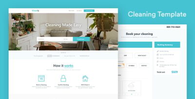 Cleaning Landing Page Template - Cleanly (with Booking Page)