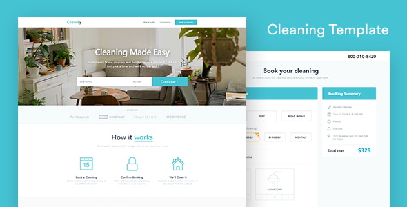 Cleaning Landing Page Template - Cleanly (with Booking Page) Cleaning Landing Page Template - Cleanly (with Booking Page)