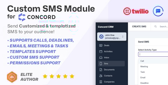 Custom SMS module for Concord CRM - Automated and On-demand Messages Custom SMS module for Concord CRM - Automated and On-demand Messages