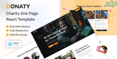 Donaty - Charity Landing Page ReactJS Template