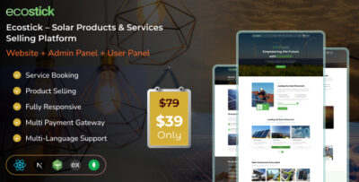 Ecostick - Solar Products & Services Selling Platform | Website | Admin | User Panel (MERN)