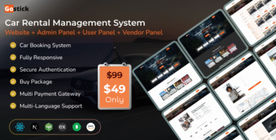 Gostick - A Complete Car Rental Platform | User | Vendor | Admin Panel (MERN)