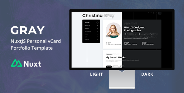 Gray - NuxtJS Personal vCard/Portfolio Template Gray - NuxtJS Personal vCard/Portfolio Template