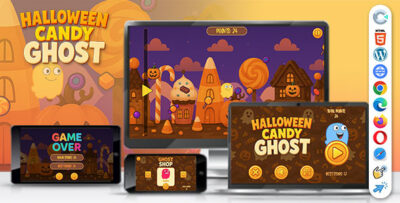 Halloween Candy Ghost Game ( Construct 3 | C3P | HTML5 ) Endless Game