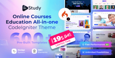 HiStudy - Online Courses & Education CodeIgniter Template