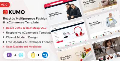 Kumo - React Js Multipurpose Fashion & eCommerce Template (Javascript + Typescript)