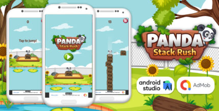 Panda Stack Rush - Stack Game Android Studio Project with AdMob Ads + Ready to Publish