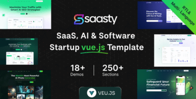 Saasty - Sass, AI & Software Startup Business Vue Nuxt 3 Template