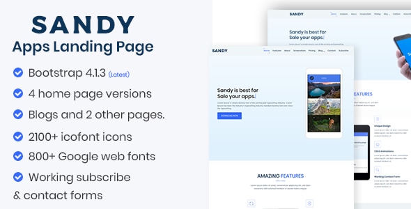 SANDY - Apps Landing Page SANDY - Apps Landing Page