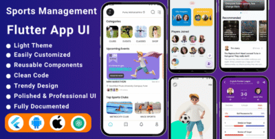 Sport Management Flutter App Template | Sports Team & Player Management App | Flutter Sports UI Kit