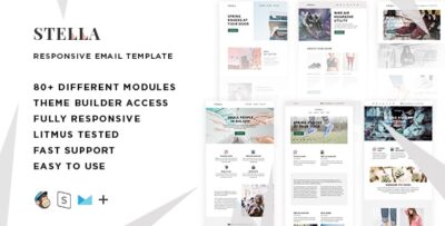 Stella - 80+ Responsive Modules + StampReady, MailChimp and CampaignMonitor compatible files