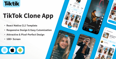 TikTok Clone - React Native Mobile App Template - Android/iOS UI Kit