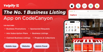 Yelpify - Yelp Clone | The No. 1 Business Listing Flutter app with admin panel and website